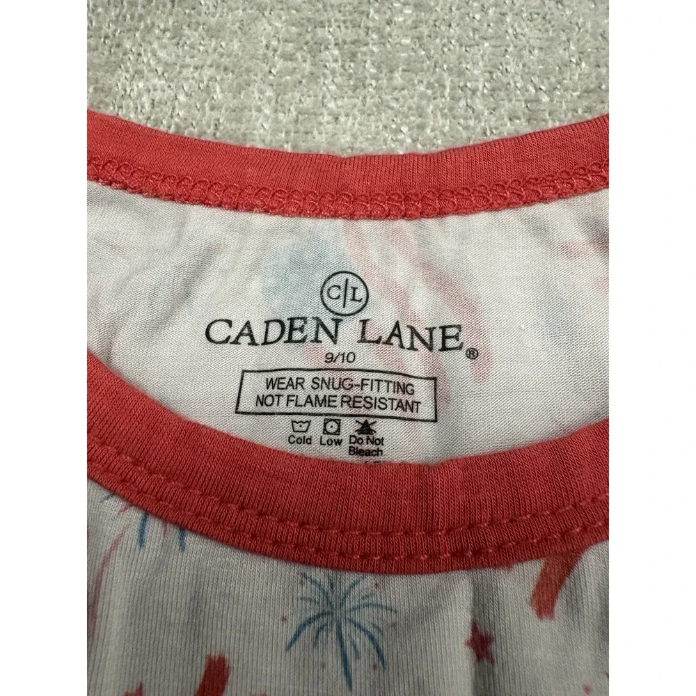 Caden Lane Patriotic American Flag/ Fireworks 2PC Bamboo Pajama Set Size 9/10